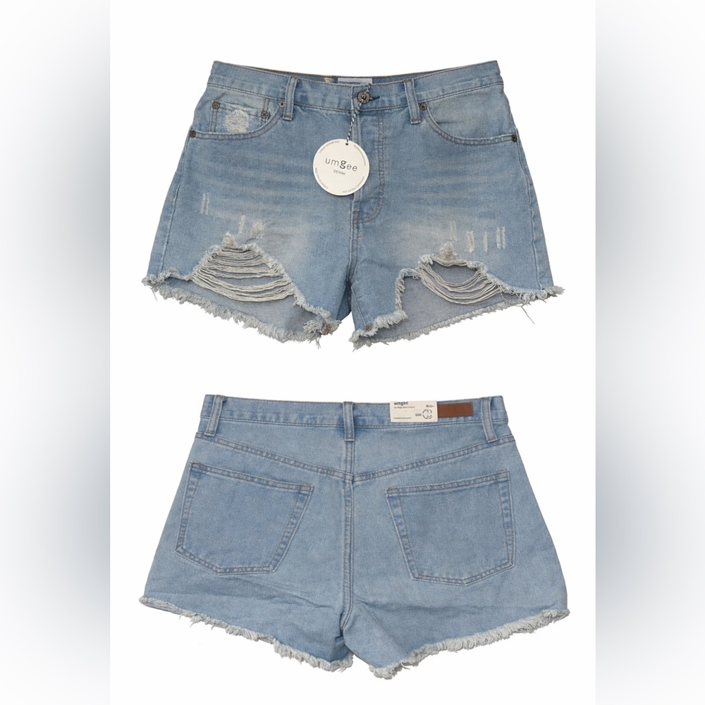 Umgee Distressed Denim Shorts Ripped Frayed Y2K Festival Summer Boho Size 9 nwt